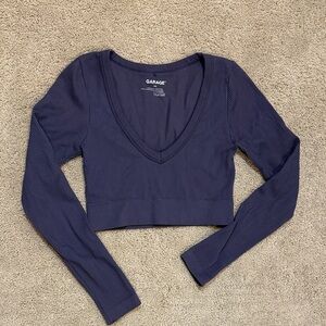 Garage Deep Blue V-Neck Crop Top